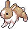 White and brown bunny hopping